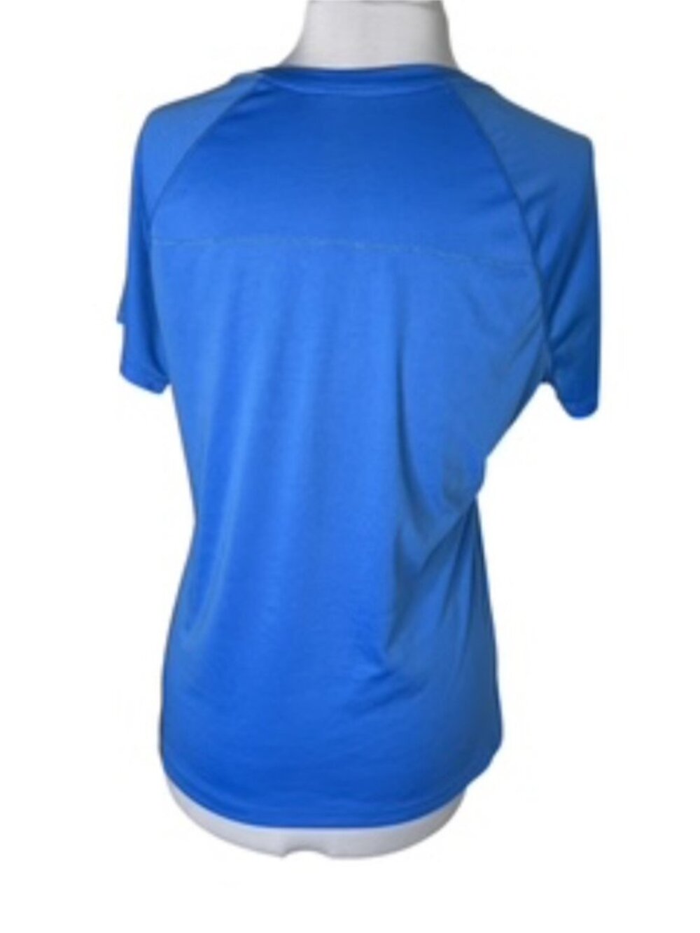 Raglan Short Sleeve V-Neck Bright Blu Tee-Shirt - Picture 4 of 4